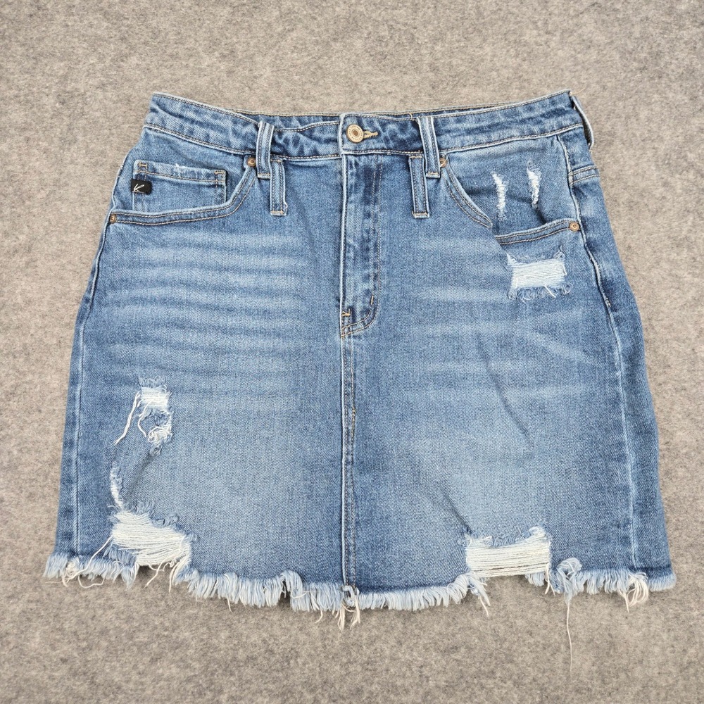 KanCan Distressed Denim Mini Skirt Medium Wash Raw Hem 29 121040 Maurice's